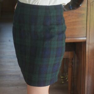 Plaid Pencil Skirt - Green & Navy